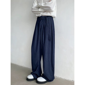 Aidase Men Spring Summer Korean Streetwear Fashion Loose Casual Lightweight Belt Wide Leg Pants Man Vintage Baggy Trousers aidase-shop